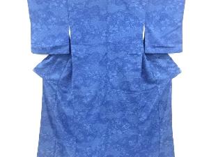 アンティーク　本藍型染花古典柄手織り紬着物